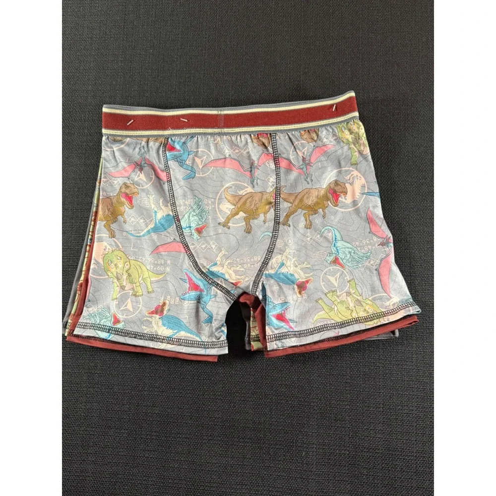 Jurassic World Boys Boxer Briefs 4 Pack Dinosaur Underwear Size L 8 Gray Red